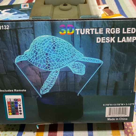 3D Turtle RGB LED Desk Lamp Optical Illusions Nightlights with Remote NWB - Picture 4 of 5